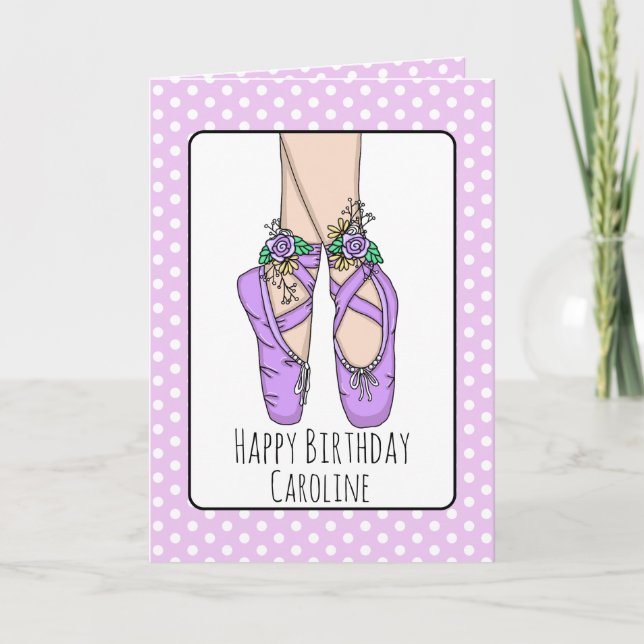 Personlig Ballet Tofflor Ballerina Birthday Ca Kort (Framsida)