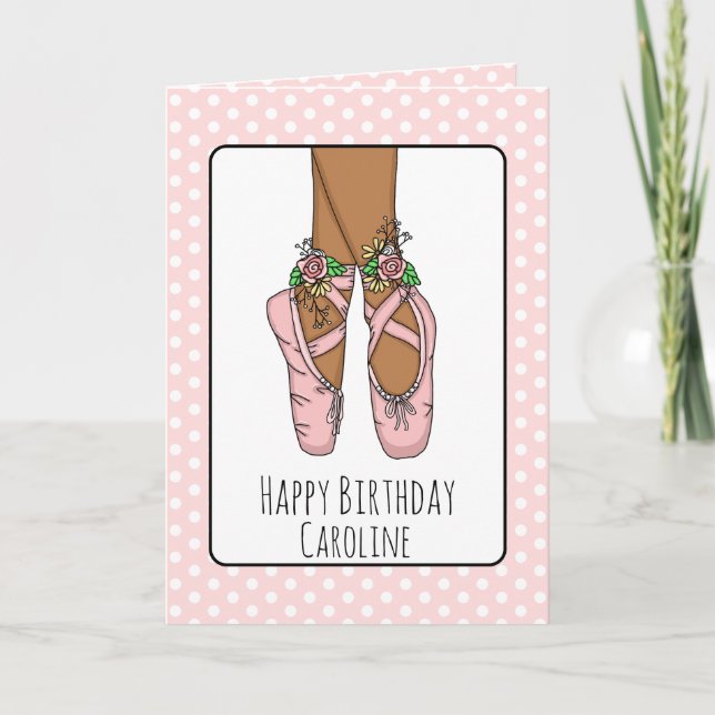 Personlig Ballet Tofflor Ballerina Birthday Kort (Framsida)