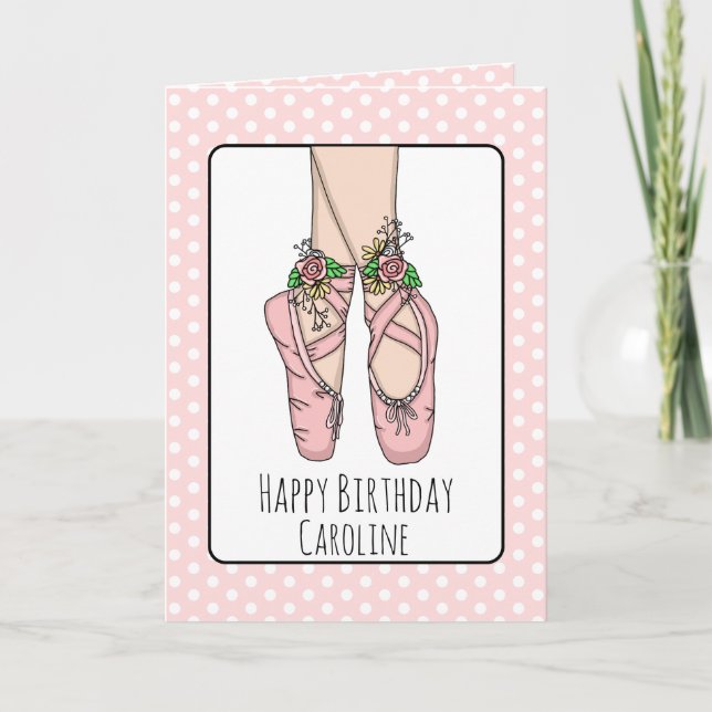 Personlig Ballet Tofflor Ballerina Birthday Kort (Framsida)