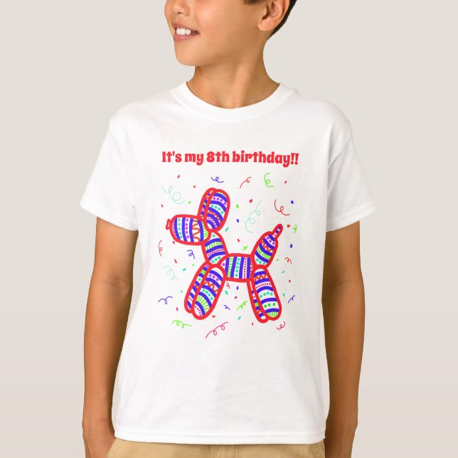 Personlig Balloon Hund Party Boys' T Shirt (Framsida)