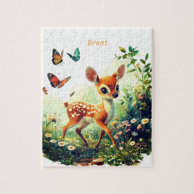 Personlig Bambi och Butterflies Jigszle Puzzle Pussel (Vertikal)