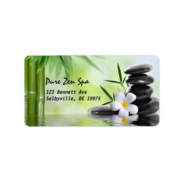 Personlig Bamboo Zen Stones Vatten Plumeria Adressetikett (Framsidan)