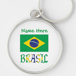 Personlig Bandiera Brasil Rund Metall Silverfärgad Nyckelring