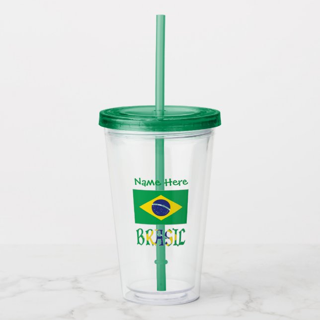 Personlig Bandiera Brasil Take Away Mugg (Framsida)