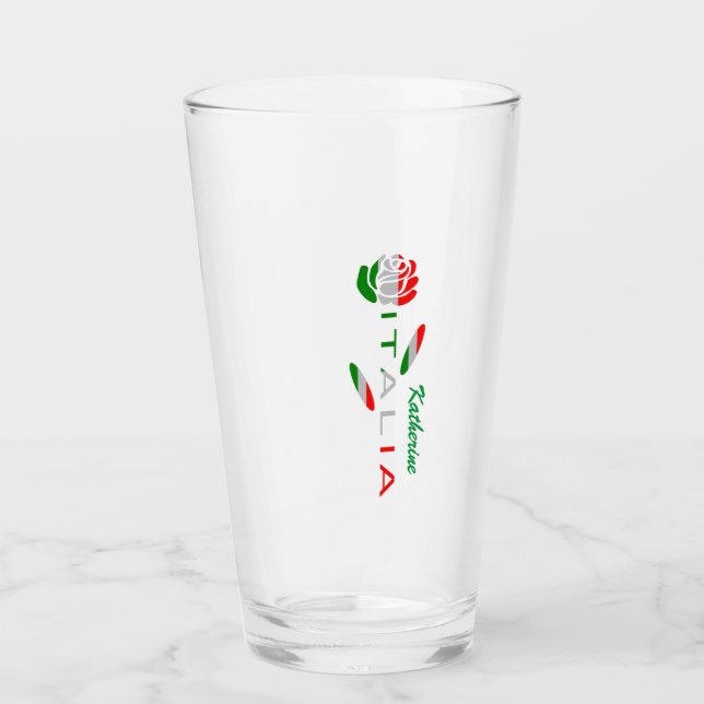 Personlig Bandiera d'Italia Rosa Glaskopp (Framsida)