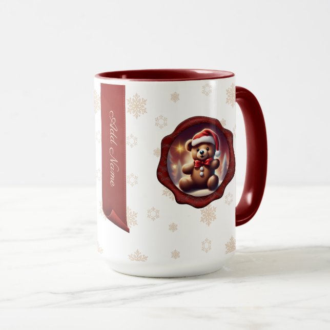 Personlig Banner White för julteddy Cookie Mugg (Framsida höger)