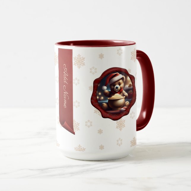Personlig Banner White för julteddy Porridge Mugg (Framsida höger)