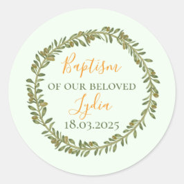 Personlig Baptism Olivutandning Runt Klistermärke