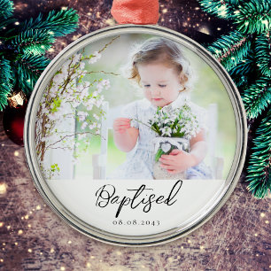 Personlig Baptism Photo Keepsak Julgransprydnad Metall