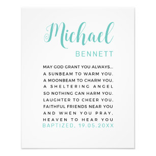 Personlig Baptism Printable, Boy Baptism Gift Fototryck