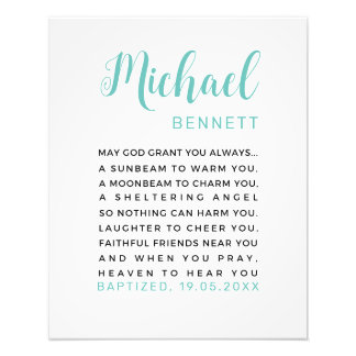 Personlig Baptism Printable, Boy Baptism Gift Fototryck
