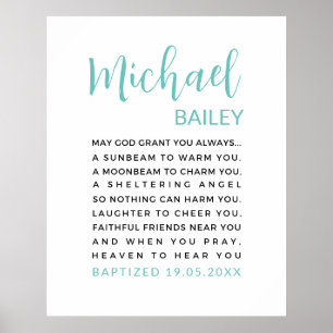 Personlig Baptism Printable, Boy Baptism Gift Poster