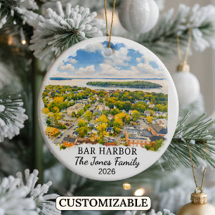 Personlig Bar Harbor-ornament, Anpassad Maine Julgransprydnad Keramik
