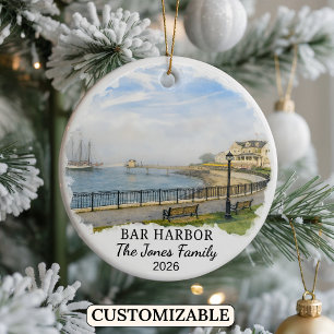 Personlig Bar Harbor-ornament, Anpassad Maine Julgransprydnad Keramik