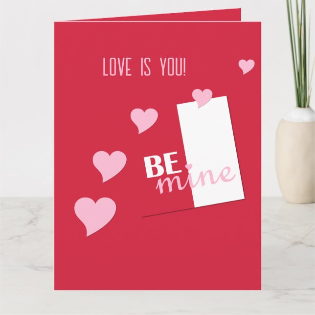 Personlig Bär mina Rosa Hearts, Red Valentine's Kort (Framsida)