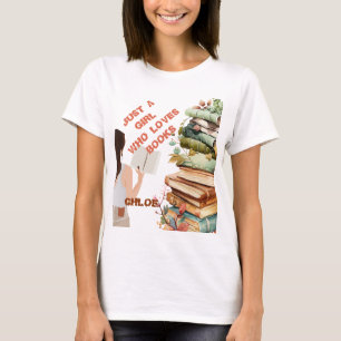 Personlig Bara en flicka som Kärlek Bokar T Shirt