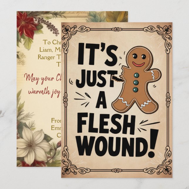 Personlig Bara en liten sköljning Vintage Julkort (Fram/baksida)