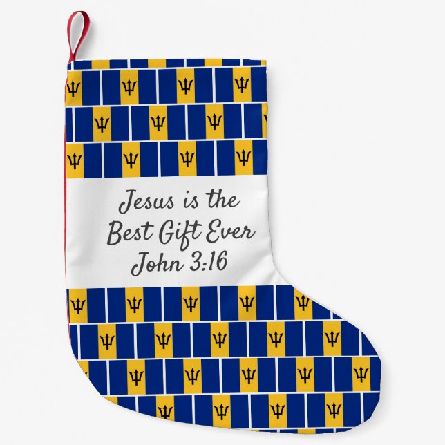 Personlig BARBADOS-FLAGG Liten Julstrumpa (Framsidan)