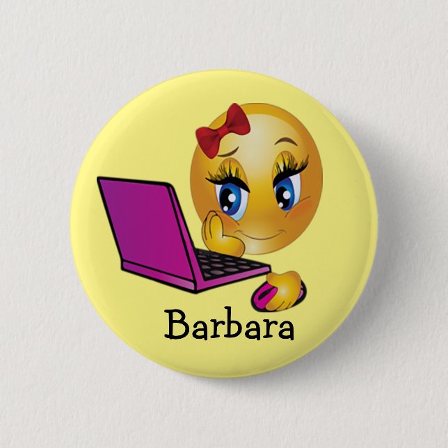 Personlig bärbar dator Emoji Flicka  Knapp (Framsida)
