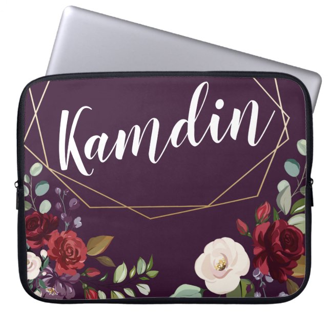 Personlig Bärbar dator Fodral Plum Lila Ro Guld Ge (Framsidan)