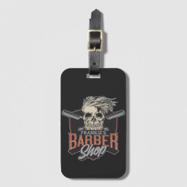 Personlig Barber Shop Hipster Skull och Razors Bagagebricka