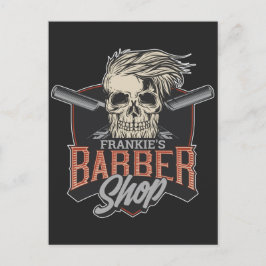 Personlig Barber Shop Hipster Skull och Razors Helg Vykort