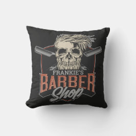Personlig Barber Shop Hipster Skull och Razors Kudde