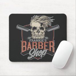 Personlig Barber Shop Hipster Skull och Razors Musmatta