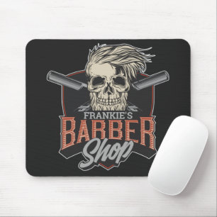 Personlig Barber Shop Hipster Skull och Razors Musmatta