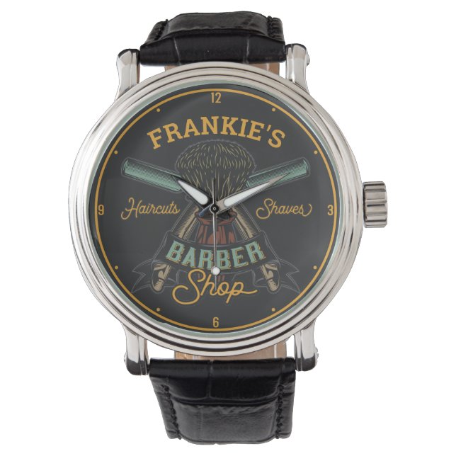 Personlig Barber Shop Retro Haircut Shaves Armbandsur (Framsida)