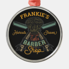 Personlig Barber Shop Retro Haircut Shaves Julgransprydnad Metall