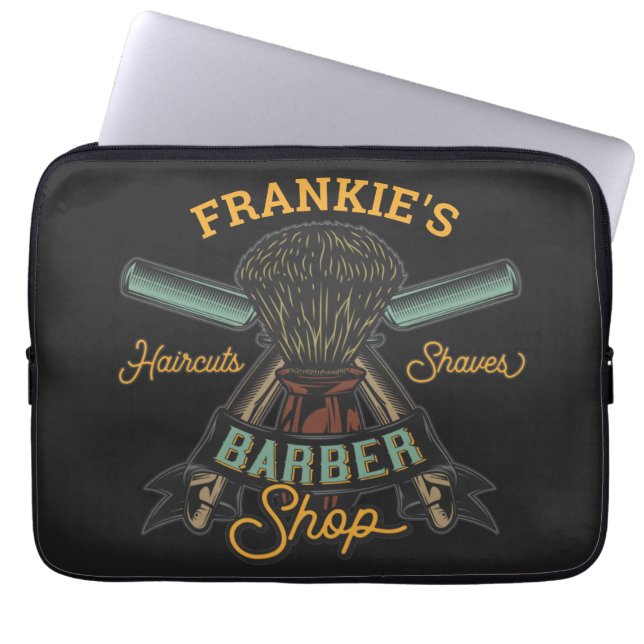 Personlig Barber Shop Retro Haircut Shaves Laptop Fodral (Framsidan)