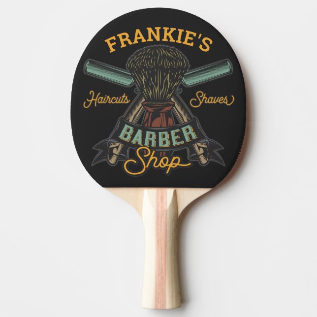 Personlig Barber Shop Retro Haircut Shaves  Pingisracket (Framsidan)