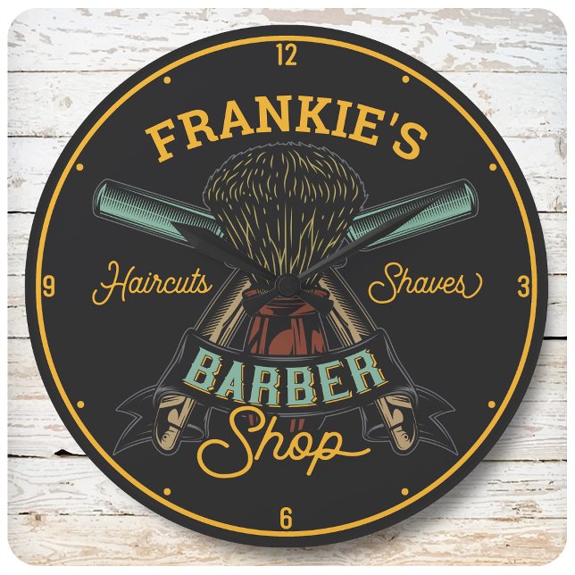 Personlig Barber Shop Retro Haircut Shaves Stor Klocka (Skapare uppladdad)