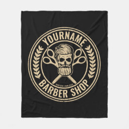 Personlig Barber Shop Skull Rockabilly Salon Fleecefilt