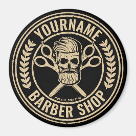Personlig Barber Shop Skull Rockabilly Salon Magnet