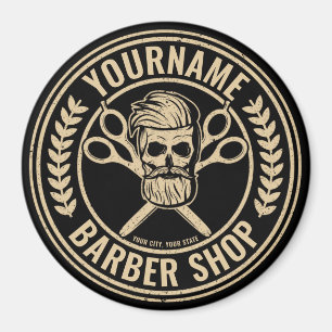Personlig Barber Shop Skull Rockabilly Salon Magnet