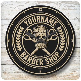 Personlig Barber Shop Skull Rockabilly Salon Stor Klocka