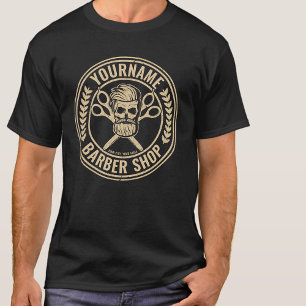 Personlig Barber Shop Skull Rockabilly Salon T Shirt