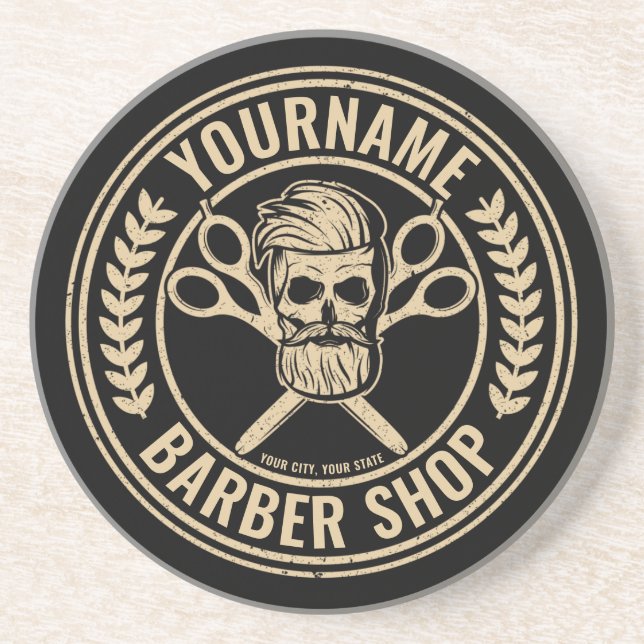 Personlig Barber Shop Skull Rockabilly Salon Underlägg (Framsidan)