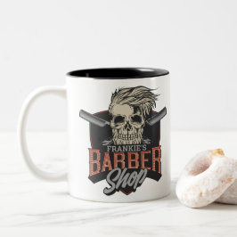 Personlig Barberare Hipster Skalle och Rakhyvlar Två-Tonad Mugg