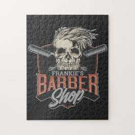Personlig barberarsalong Hipster Skalle och Rakhyv Pussel