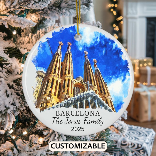 Personlig Barcelona Ornament, Spanien Gift Julgransprydnad Keramik (Skapare uppladdad)