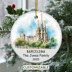 Personlig Barcelona Ornament, Spanien Julgransprydnad Keramik