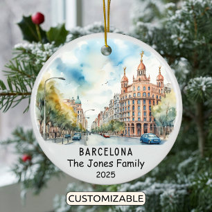 Personlig Barcelona Ornament, Spanien Julgransprydnad Keramik