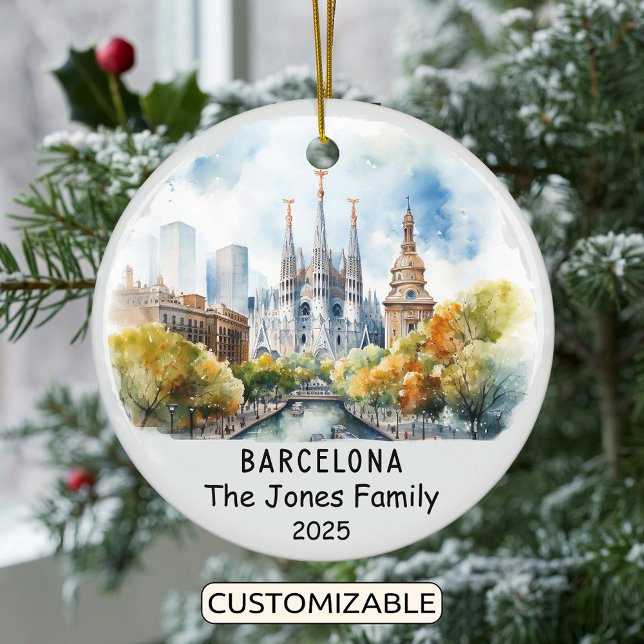 Personlig Barcelona Ornament, Spanien Julgransprydnad Keramik (Skapare uppladdad)