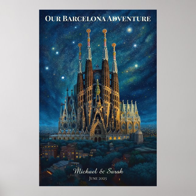 Personlig Barcelona Resa | Sagrada Familia Poster (Framsidan)