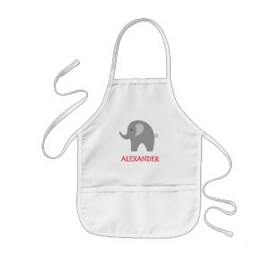 Personlig barn apron med söt grått-elefant barnförkläde