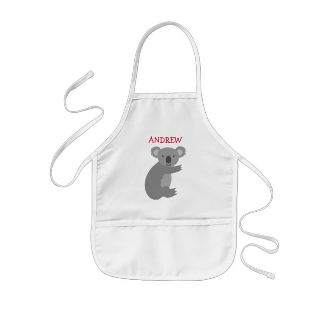 Personlig barn apron med söt grått koala björn barnförkläde (Framsidan)