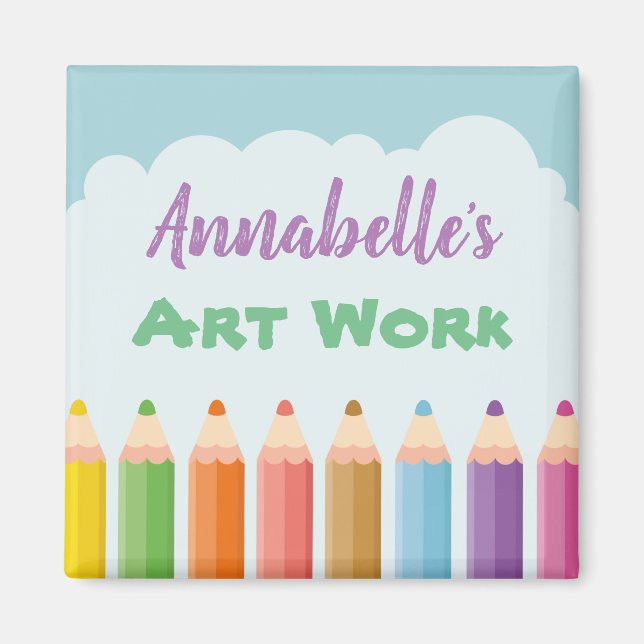 Personlig Barn Art Penciler Magnet (Framsidan)